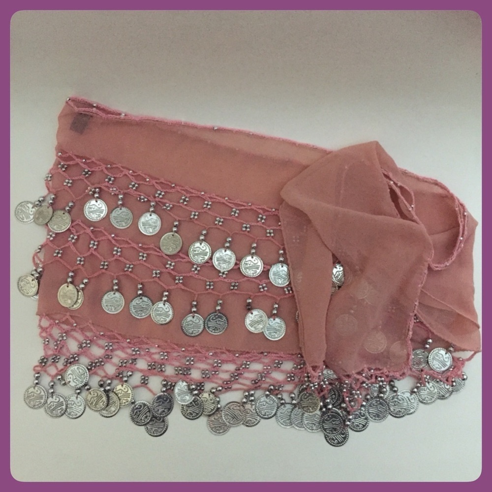 Belly Dancing Pink Scarf With Coin Detail Brand New